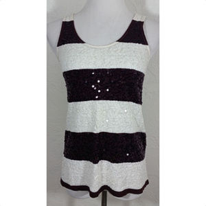 Ann Taylor Loft SP Tank Top Striped Sequins